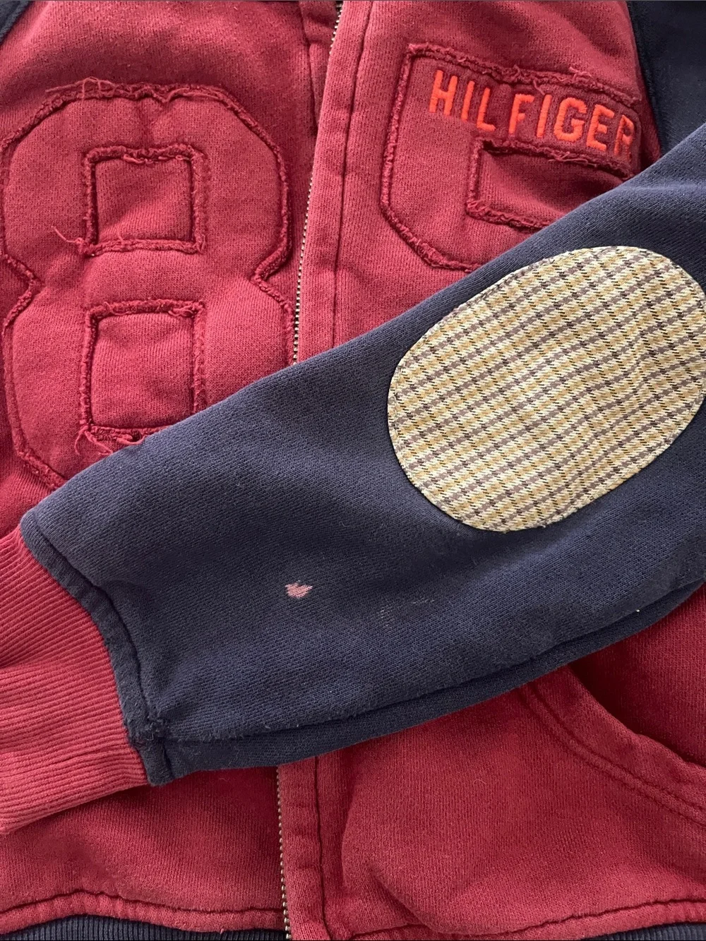 Boy’s Tommy Hilfiger Red & Navy Sherpa-Lined Zip Hoodie size S 6/7
